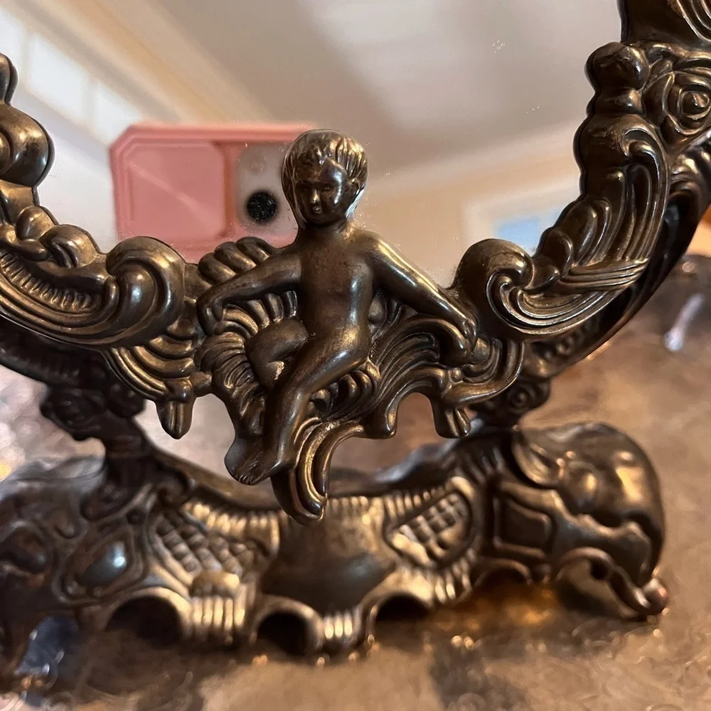 Mirror French Ornate Angel Cherubs silver plated Mirror